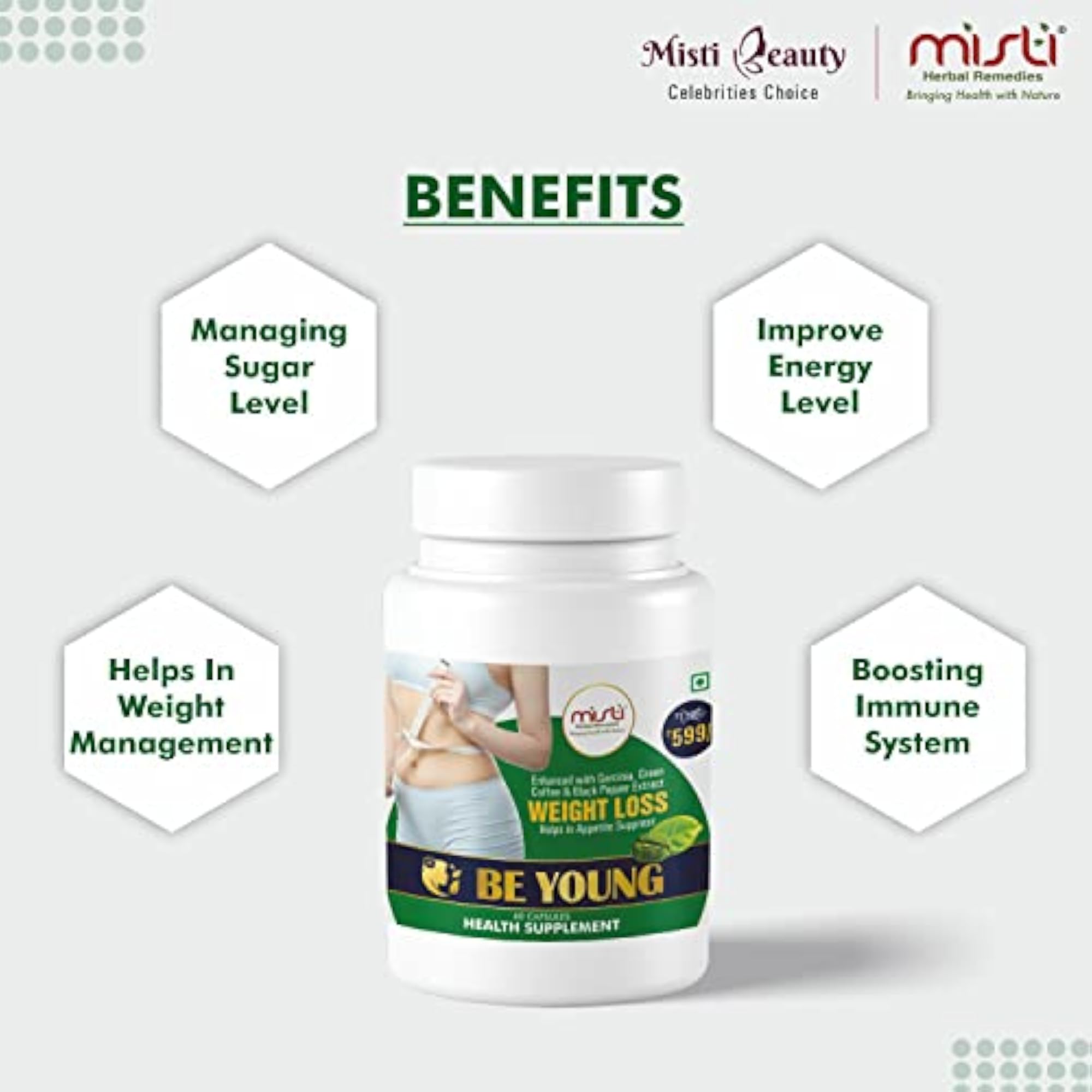 Misti Garcinia Capsules for Weight Management, 60 Herbal Tablets